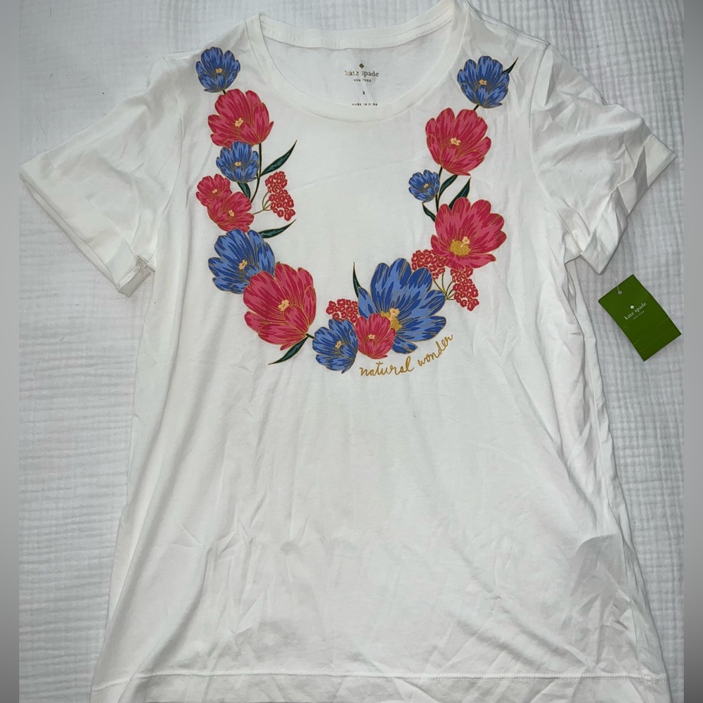 NWT Kate Spade New York Broome Street Natural Wonder Floral White Top Shirt S